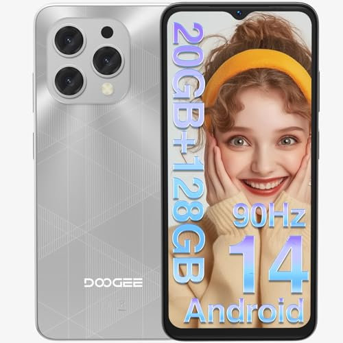 DOOGEE N55 Plus Smartphone 2024, 20GB RAM + 128GB ROM, 6,56 HD+ 90Hz Telefono Cellulare, Android 14, Octa Core, 13MP+8MP Cellulare, 4G Dual SIM/Face ID/5150mAh/OTG/GPS
