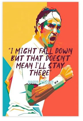 HRJHE Poster mit Sport-Tennisstern Roger Federer (11), Leinwand-Poster, Schlafzimmerdekoration, Landschaft, Büro, Raumdekoration, Geschenk, 30 x 45 cm