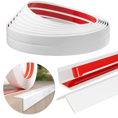 Tile Trim, Wall Corner Protectors, Self Adhesive Plastic Trim, Flexible Worktop Edging Strip for Tile Edging, Ceiling, Furniture, Countertop Frame (Bright White 3cm×4m)