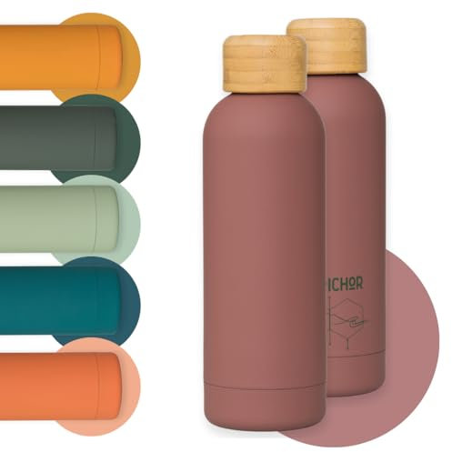 Twilight Pink 500ml Cute Water Flask | Stainless Steel Water Bottle, Soft Feel Matte Finish, No Straw Insulated Flask is BPA-Free & Leakproof, Ideal Camping Bottle, Gym & Hiking - By Perevor