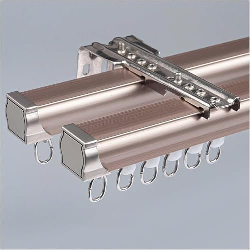 Strapazierfähiges, zweiläufiges Aluminium-Vorhangschienen-Set für Raumteiler, Decken- oder Wandmontage, 80 cm/160 cm