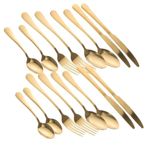 Ciieeo 1 Satz Besteck-Löffel-Set Teller Gabelschneider wiederverwendbar Abendessen Gabeln Block geschirrtuch Küchengeschirr aus Edelstahl Cutter- -Löffel-Kit Rostfreier Stahl Golden