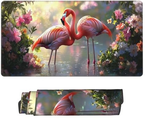 Groß Mauspad 90x40cm, Waterproof Gaming Mouse Pad Flamingo Mousepad, Mouse Pad XXL, Non-Slip Rubber Base, Soft Smooth Surface Extended Keyboard Desk Mat for Office Decor, Geschenke for Women B-542
