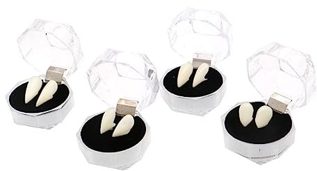 VICASKY Set of 4 Boxed Fangs for Halloween Costumes Parties Vampire False Props Non-toxic Res