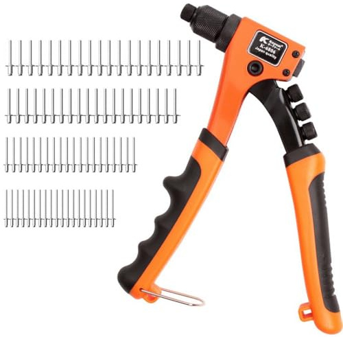 Manual Rivet Gun Kit with 80 Aluminium Rivets, Hand Riveter Tool, Stainless Steel