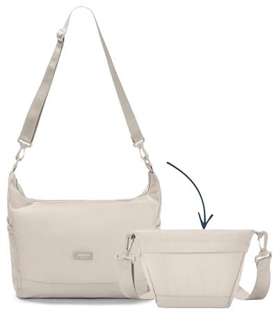 LARKSON Shopper Tasche Damen & Herren Beige - Olea - Faltbare Schultertasche mit Reißverschluss - Foldable Shopping Bag - 14 Liter - Faltbar zu Crossbody Bag - Leicht