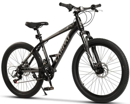 CARPAT SPORT 24 26 29 Zoll Mountainbike für Jungen, Mädchen, Damen und Herren, Scheibenbremse, 21 Gang-Schaltung, Aluminium Rahmen, Hardtail Fahrrad Jugendfahrrad MTB