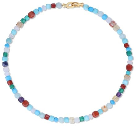 GAVU Collana da Donna con Perline di Pietre Colorate, Collana Estiva da Donna con Pietre Dure e Cristalli Colorati