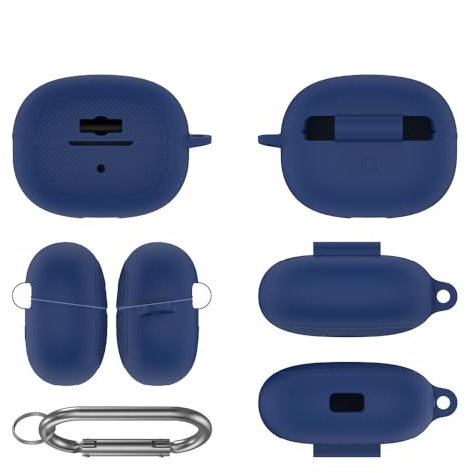 Für SHOKZ OpenDots ONE Hülle Cover,Ohrhörer Kratzfest stoßfest Schutzhülle Weiche Silikonhülle mit Karabiner für SHOKZ Open Dots ONE (blau)