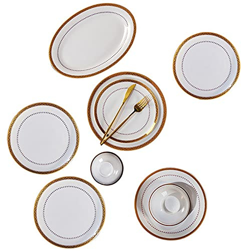 YNIYUJKL Service De Table en Porcelaine Anglaise, Style Nordique, Motif Phnom Penh, Vaisselle en Céramique, Idéal pour Un Mariage, Un Hôtel, 60 Pièces