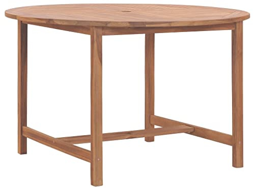 QJBSAVVA Gartentisch aus Massivholz Teak Ø110x75 cm Klassischer Esstisch mit wasserbasiertem Finish Witterungsbeständig für Garten Terrasse und Balkon