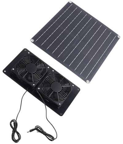 Hyuduo Solar-Abluftventilator, 20 W, Monokristalliner Hochgeschwindigkeits-Ventilator für Hühnerstall, Hundehütte, Gewächshaus, Effiziente Luftzirkulation, IP67 Wasserdicht