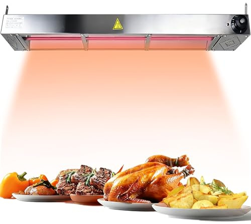 RSHJD Wärmebrücke Küche Gastro, Edelstahl Hängende Speisenwärmer Lampe | Kommerzielle Infrarot Wärmelampe Essen für Buffet und Küche, Einstellbare Temperatur 30-85℃