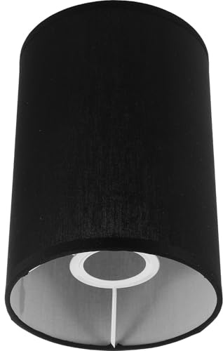 Zylindrischer Lampenschirm E27 Eisen Leinen für Tischlampen Schlafzimmer | Schwarze, Runde Form, 20x14x14cm, Weiches Gewebe, Blendarm, Wiederverwendbar, mit Harfenhalter für Sanftes Licht