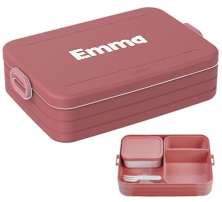Mepal Brotdose mit Namen To Go - Personalisierte Bento Lunchbox - Für 4 Sandwiches oder 8 Brotscheiben - Brotbox Erwachsene - BPA-frei & Spülmaschinenfest - 1500 ml - Large - Vivid mauve