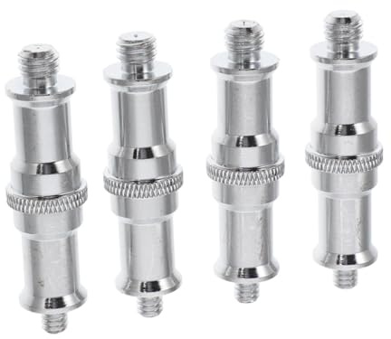 Adaptateur Standard pour Pied D'éclairage 1/4 vers 3/8 en Acier Inoxydable | Lot de 4 Pièces, Léger et Compact, pour Éclairage et Flash, Argenté, Voyage et Vidéo