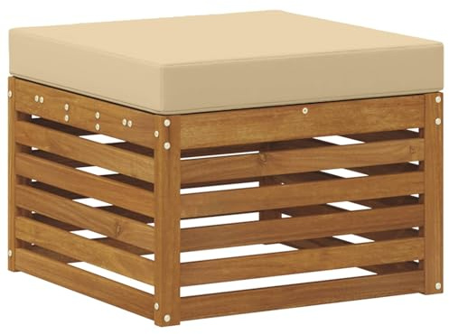vidaXL Outdoor-Fußhocker Massivholz Akazie Natur, Balkonmöbel, modernes Gartendesign, wetterfest für entspannte Stunden im Freien, modulares Sofa