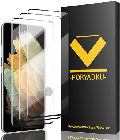 Protection D'écran pour Samsung Galaxy S21 Ultra 5G 6,8 Pouces, Verre Trempé 3 Pièces, Anti-empreintes digitales, 9H Dureté, Sans Bulle