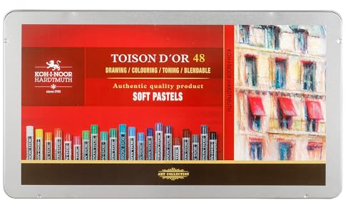 KOH-I-NOOR TOISON D'OR 8516 Weiche Künstler-Pastellkreiden im Metallui (48 Stück)