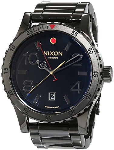 Nixon Herren-Armbanduhr Diplomat SS All Black Polished Analog Quarz Edelstahl A2771883-00