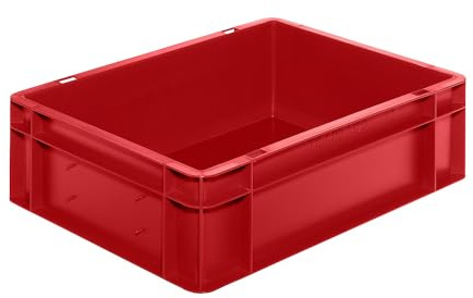 Certeo kaiserkraft | Euro-Format-Stapelbehälter | Wände und Boden geschlossen | LxBxH 400 x 300 x 120 mm | rot | VE 5 Stk