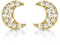 Diamond Treats Piccoli Orecchini Oro Donna a Forma di Luna in Argento 925, Orecchini Dorati Mezzaluna per Donne, Ragazze e Bambine, Eleganti Orecchini Donna Oro con Pietre Zirconi