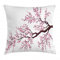 ABAKUHAUS Japan Kissenbezug, Sakura Zweig Blüten, Dekorative Kopfkissenhülle mit Beidseitigem Druck Reißverschluß Waschbar, 50 x 50 cm, Dunkelbraun Rosa