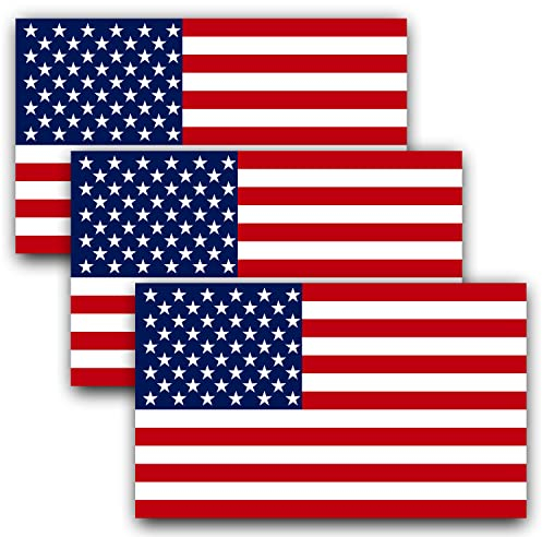 Anley 5 x 3 Zoll Aufkleber mit amerikanischer US-Flagge – Patriotische Sterne, reflektierende Streifen, Autoaufkleber mit USA-Flagge – Unterstützung des US-Militärs (3er-Pack)