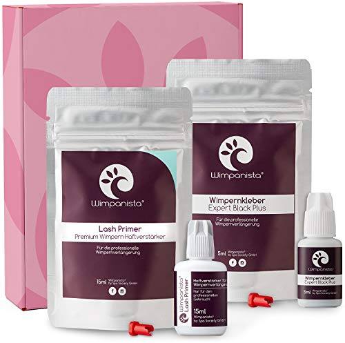 Wimpanista® Wimpernverlängerung Set, Wimpanista Lash Primer (Haftverstärker) mit dem Wimpanista Wimpernkleber Expert Black Plus (Super Bond)