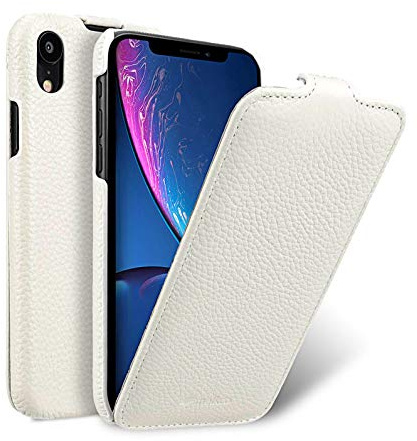 MELCKO Tasche passend für Apple iPhone XR (6,1 Zoll), Case Außenseite aus beschichtetem Leder, Schutz-Hülle klappbar, Flip-Case, Ultra-Slim Cover, Etui, Weiß