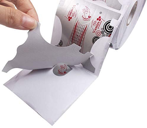 BeautyLeader 500Pcs Nail Form, Nail Art Guide Stickers for Acrylic UV Gel Nail Tips Manicure Extension Tool (1 Roll / 500 PCS - Sliver)