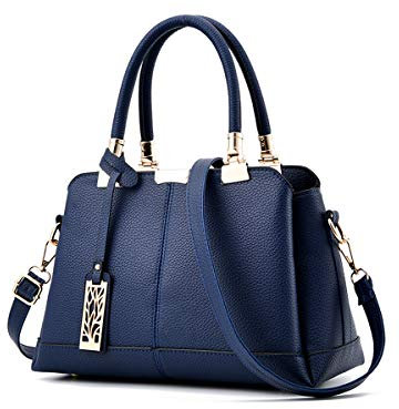 NICOLE & DORIS Damen Handtaschen Elegante Damen Tasche Designe Frauen Umhängetasche PU Weiche Ledertasche Tote Bag Mit Anhänger Blau
