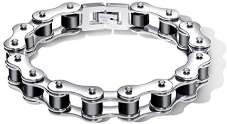 LAFATINA Edelstahl Gliederarmband für Herren Vatertag, 8 inches, Metall
