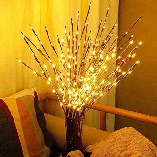 Dekorative Zweig Lichter Lichterketten, 20 LED Lichter Zweig Warmweiß Dekorative Lichter Batteriebetriebene Dekorative Lichter Ideal für Weihnachten Geburtstag, Hochzeit, Schlafzimmer - 2er Pack
