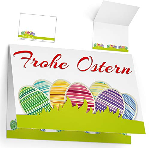 BREITENWERK 12er Set Osterkarten FROHE OSTERN zum Aufklappen - edle Premium Klappkarten - ideal privat & geschäftlich - Frohe Ostern Grußkarten