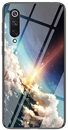 MadBee Funda para Xiaomi Mi 9 Se [con Protector de Pantalla],9H Cristal Templado [Cielo Estrellado] + Borde de TPU Silicona Suave Fundas Case Cover (Cielo Estrellado Brillante)