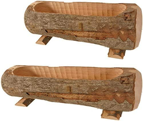 E-line Fioriera in Legno Naturale, Tronco Porta Fiori, cm 50x15