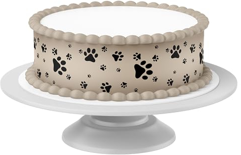 Tortenband Pfötchen essbar - 4 Stück á 24cm x 5cm passend für Torten bis 30 cm zum mitessen - kreative Dekoration für Torten