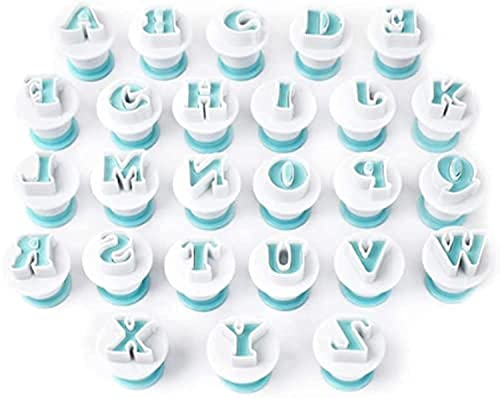 26 cortadores de galletas con letras para fondant y decoración de tartas