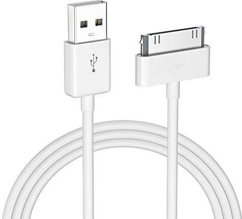 USB Sync and Charging Data Cable 4Ft/1.2m for iPhone [ Apple MFI Certified] 30 Pin Dock Connector to USB Cable Compatible with iPhone 4S/4/3GS, iPad 2/1, iPod Nano 5th/6th, iPod Touch 3rd/4th - White
