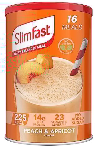 SlimFast Tasty Balanced Meal Shake, Healthy Shake for Balanced Diet Plan with Vitamins and Minerals, High in Protein, Meal Replacement, Peach & Apricot Flavour, 16 Servings, 584 g, Packaging May Vary