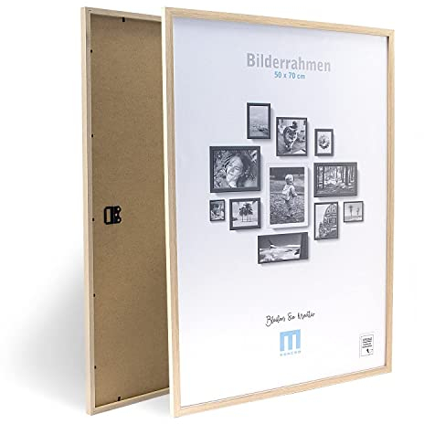 M MERCEO 50x70cm (1Stk) in Natur, minimalistischer & moderner Bilderrahmen für Fotos & Bilder. Inkl. Acrylglasschutz. Eignet sich für die Wand, Hochformat oder Querformat