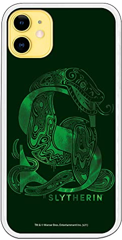 Personalaizer Schutzhülle kompatibel mit iPhone 11, offizielles Lizenzprodukt, Harry Potter aus flexiblem TPU-Silikon, transparent, mit Slytherin-Design – Harry Potter