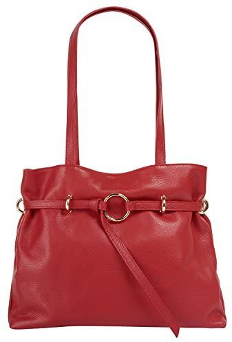 Samantha Look Handtasche Echt Leder Damen 021323 Made in Italy, Geräumige Schultertasche mit Tragehenkeln & Organizer-Fächern
