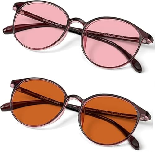 BRADDELL OPTICS Lunettes anti-lumière bleue pour la migraine FL-41 Rose et FL-60 Marron pour la photophobie, l'éclairage LED fluorescent et l'écran d'ordinateur