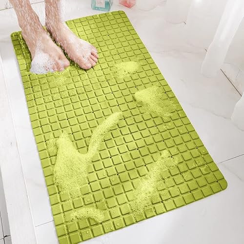 TAPPETINO ART.PERLA VASCA DOCCIA BAGNO PVC GOMMA COMFORT RESISTENTE ACQUA BAGNO VENTOSE AZZURRO ROSA QUADRATO RETTANGOLARE GRANDE OVALE SICURO ANTISCIVOLO ANTIMUFFA IGIENICO68,5X36 CM Verde