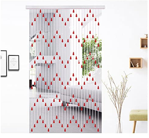 LIJINBO Acrylic Beaded Curtain Wave Decoration Door String Curtains Room Divider Doorways Window Wall Panel Tassel Screen Bedroom Kitchen,Customizable (Color : Red, Size : 130x220cm)