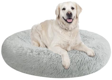 Nisrada Hundebett für kleine, mittelgroße und große Hunde, 80cm, waschbar, rund, gemütlich, weich, Haustierbett für Welpen und Kätzchen, mit Rutschfester Unterseite