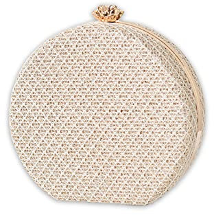 CORIOS Damen Clutch Rund Abendtasche Elegant Handtasche Abnehmbarer Kette Schultertasche Luxus Portemonnaie Tasche Brauttasche Messenger Bag für Hochzeit Abendparty Tanzparty Bankett Gelb