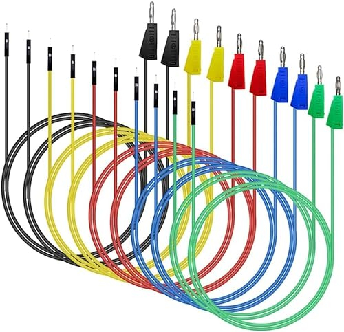 DEWIN Banana Plug Test Leads, 10PCS Breadboard Colorful Flexible Silicone Electrical Testing Cable Line for Car Repairing and Laboratory Multimeter Testing